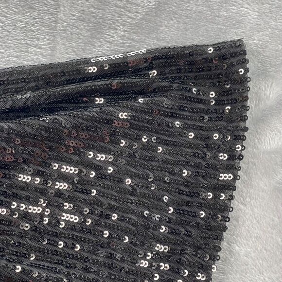 Chaus Dress Womens Large Black Jersey Knit Sequin Flutter Sleeve Surplice Neck - Picture 3 of 14